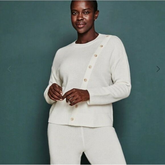 Summersalt cream wool cashmere button accent sweater size medium - Picture 1 of 9